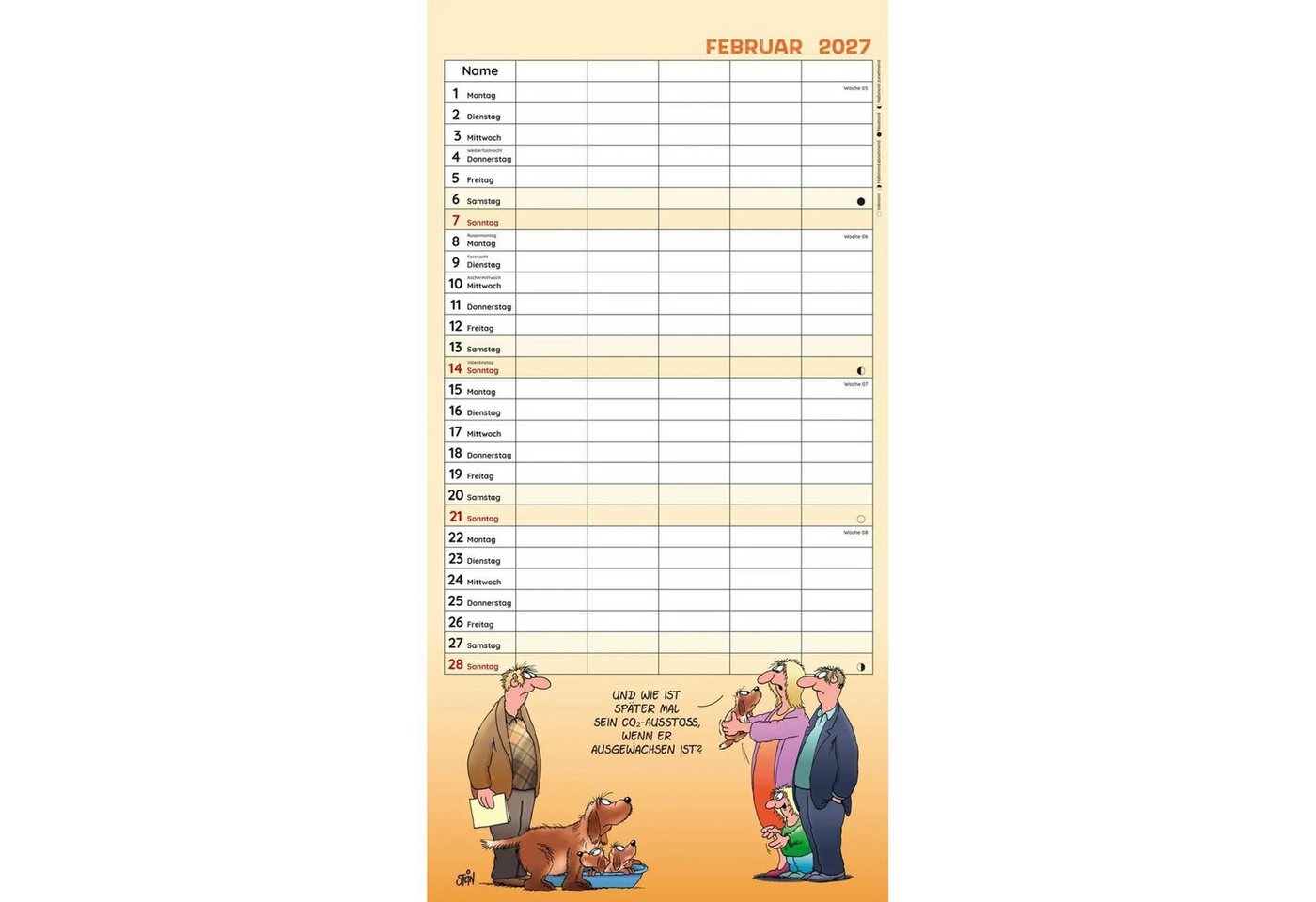 Lappan Verlag Wandkalender Uli Stein Familienkalender 2027: Familienplaner mit 5 Spalten Bild 5