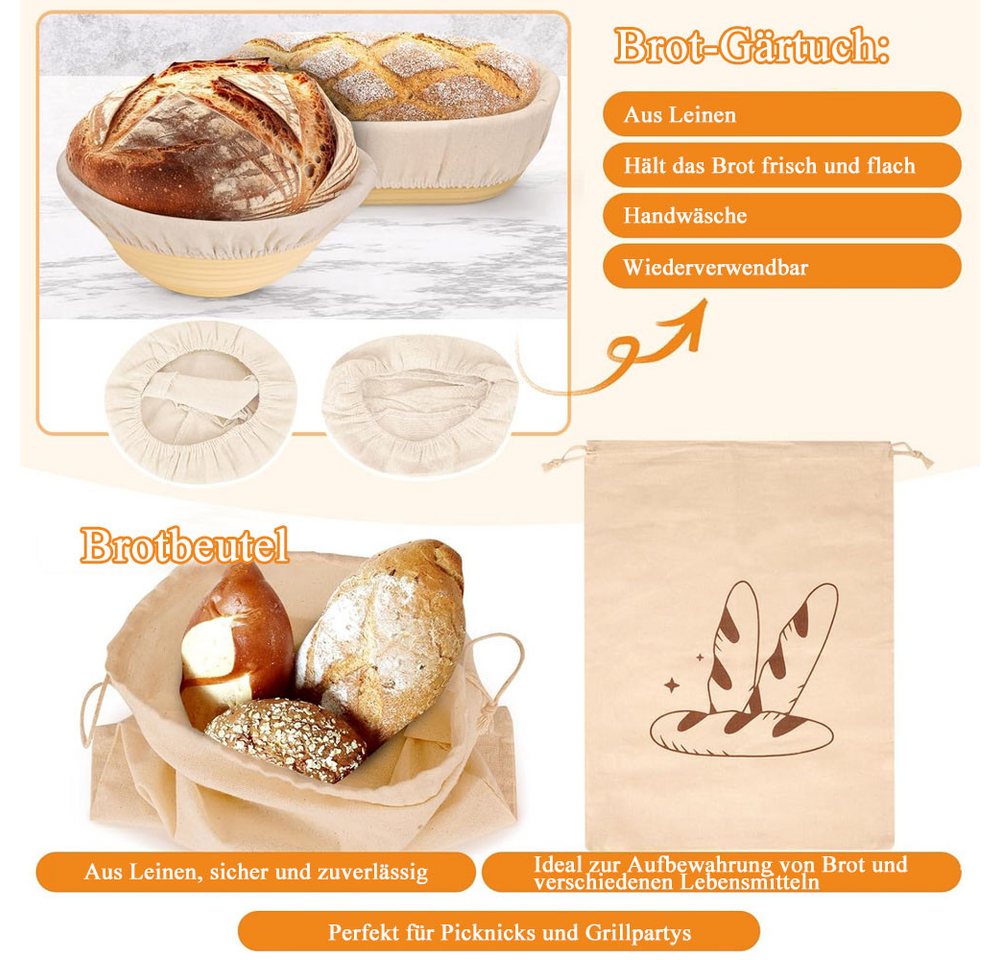 AFKSMILE Gärkorb 10pcs Brotgärkorb -Set- aus Silikon, Komplettset Brot Backen Zubehör, (10-tlg) Bild 2