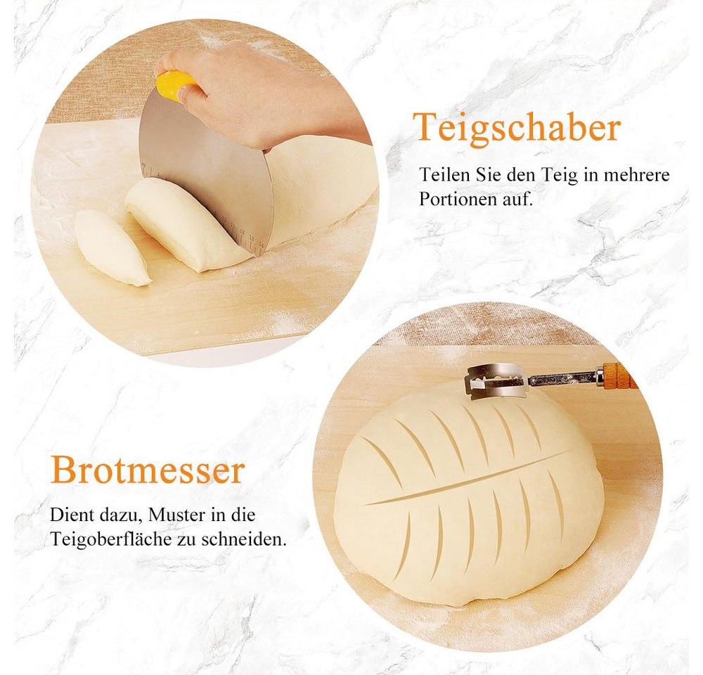 AFKSMILE Gärkorb 10pcs Brotgärkorb -Set- aus Silikon, Komplettset Brot Backen Zubehör, (10-tlg) Bild 4