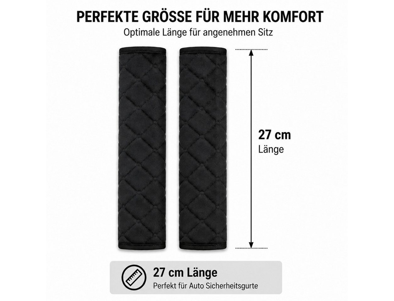 XEOOCE Sitzkissen Sicherheitsgurt-Schoner, weich gepolstert, 2 Stück, Schwarz, Weich gepolstert, druckentlastend, kratzfest, maschinenwaschbar Bild 5