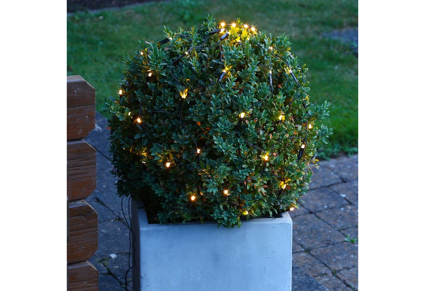 MARELIDA LED-Lichternetz LED Lichternetz Lichterkette Buchsbaum Kugelnetz für Außen 35cm grün, 60-flammig Bild 3