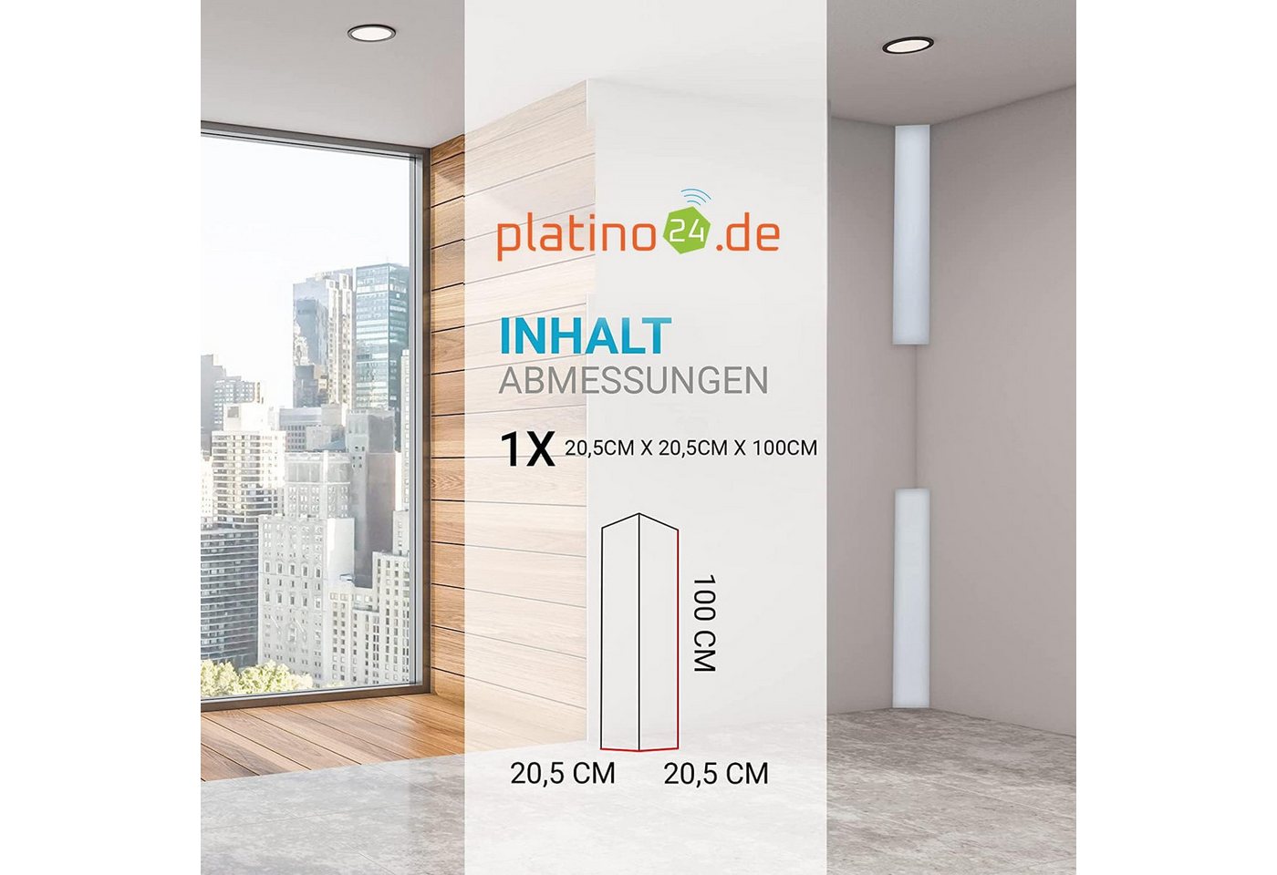 platino24 Akustikplatte Eckabsorber aus Basotect G+ je 20,5x20,5x100 cm, (1-St) Bild 2
