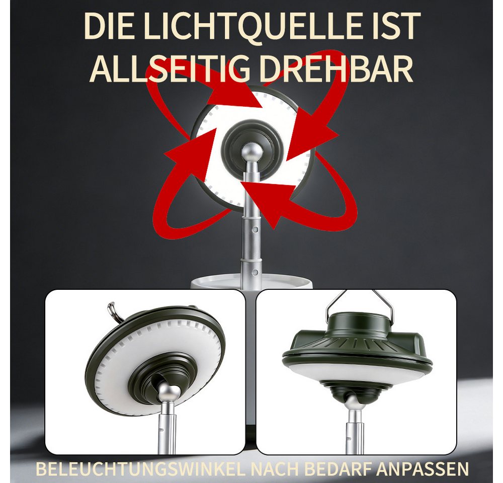 Tekoo LED Gartenleuchte LED Campinglampe ausziehbar Akku Laterne USB-C RGB Outdoor Leuchte, LED fest integriert, Kaltweiß, Warmweiß, RGB, 360° drehbarer Leuchtkopf, Teleskopstange, Powerbank-Funktion Bild 4