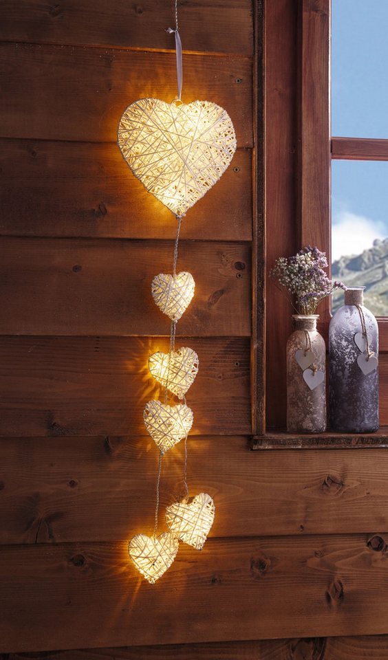 Frank Flechtwaren LED Dekolicht, LED-Hänger Herz 65cm Bild 3