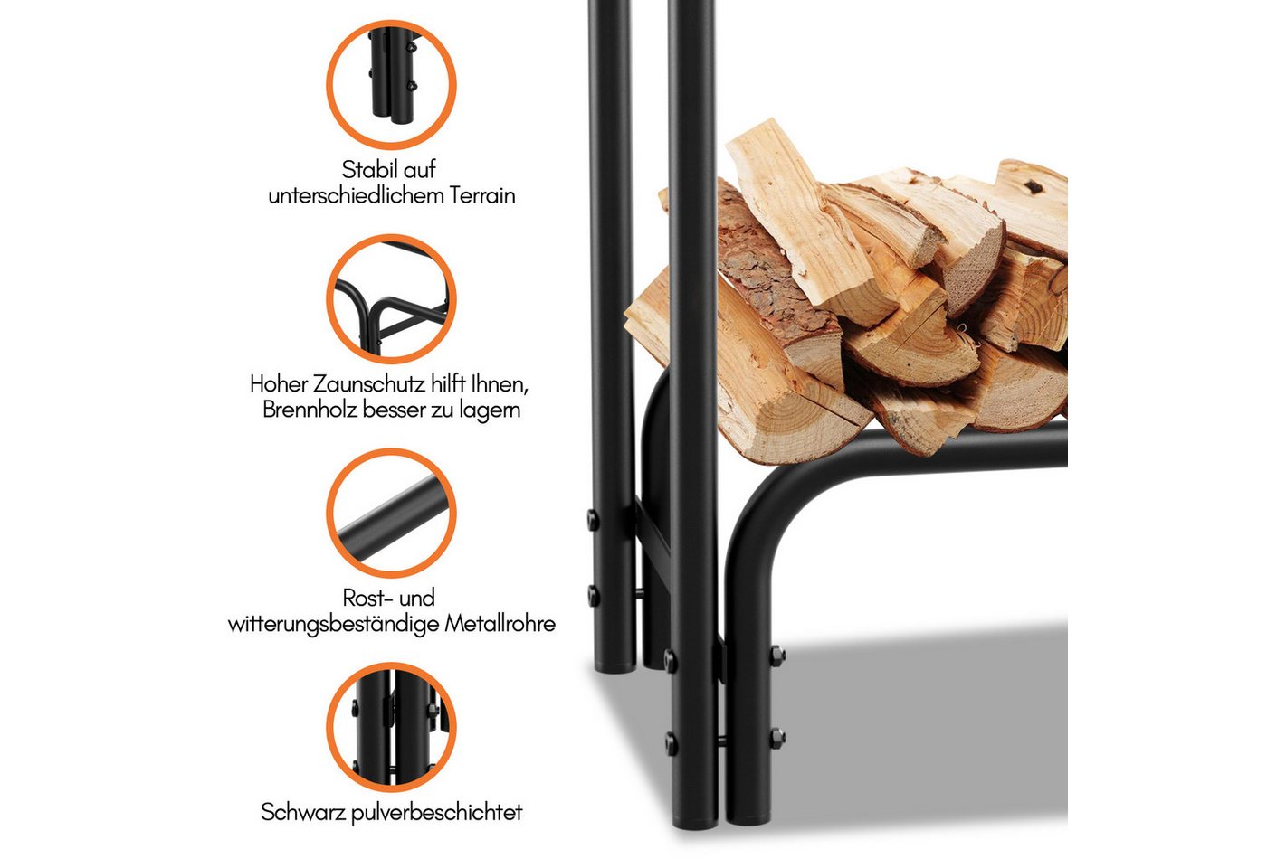 Clanmacy Kaminholzregal Kaminholzregal Brennholzregal Mit Schutzplane 224 x 34.5 x 124 cm, BxTxH:224x34.5x124 cm Bild 2