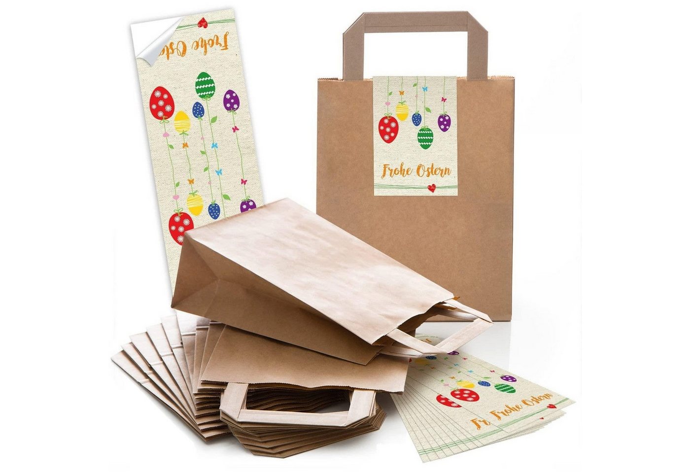 Logbuch-Verlag Aufkleber 25 kleine braune Papiertüte Ostern Oster-Verpackung Geschenktasche 18