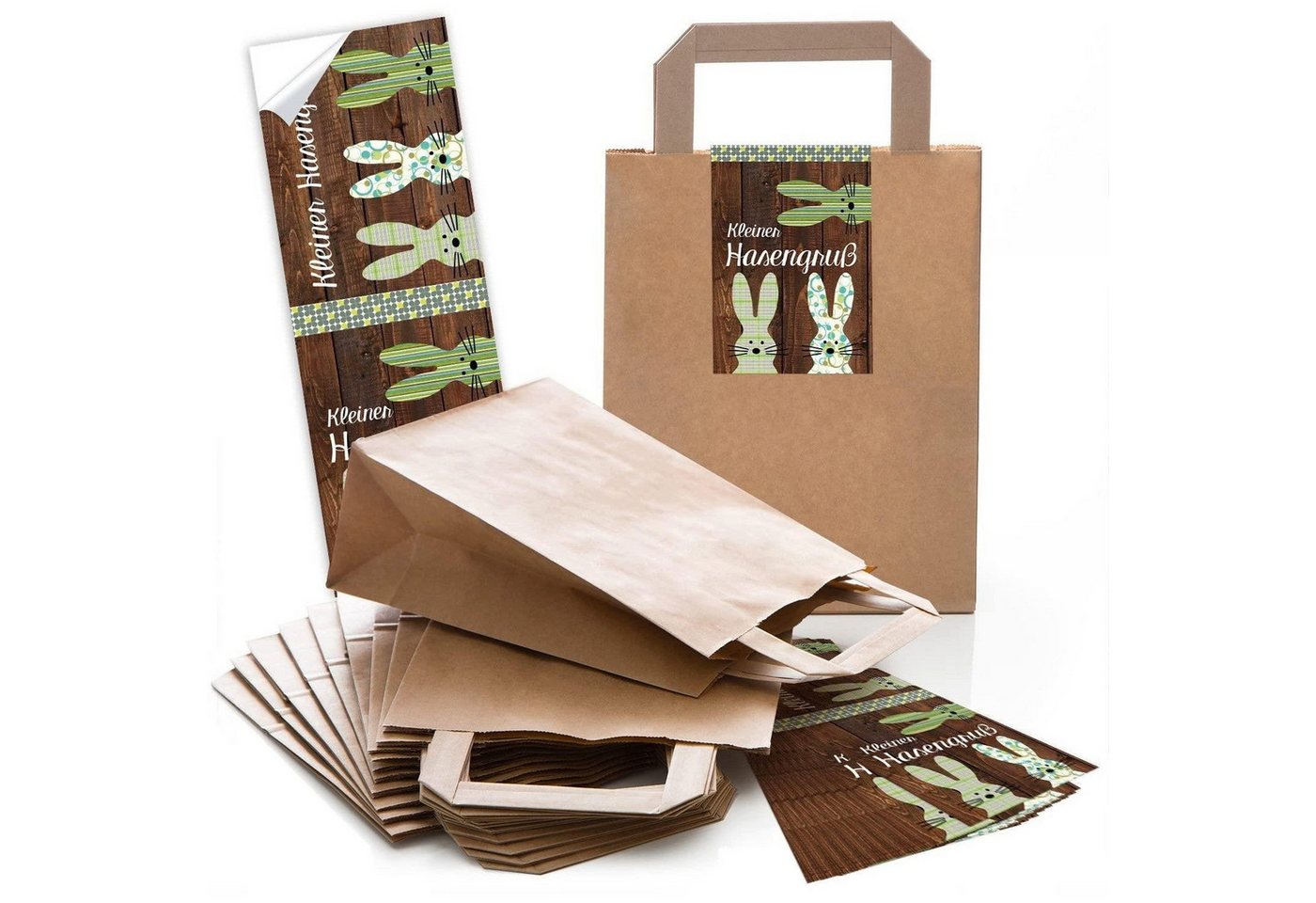 Logbuch-Verlag Aufkleber 25 kleine braune Papiertüte Ostern Oster-Verpackung Geschenktasche 18 Bild 2