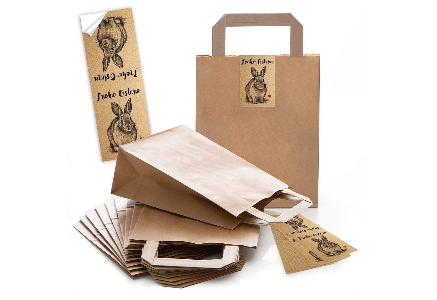 Logbuch-Verlag Aufkleber 25 kleine braune Papiertüte Ostern Oster-Verpackung Geschenktasche 18 Bild 3