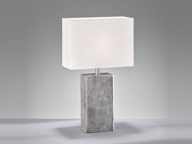 FISCHER & HONSEL Tischleuchte Metallfuß Antik Design, 50cm groß, ohne Leuchtmittel, Tischlampen-Fuß & Leinen-Stoff Lampenschirm eckig