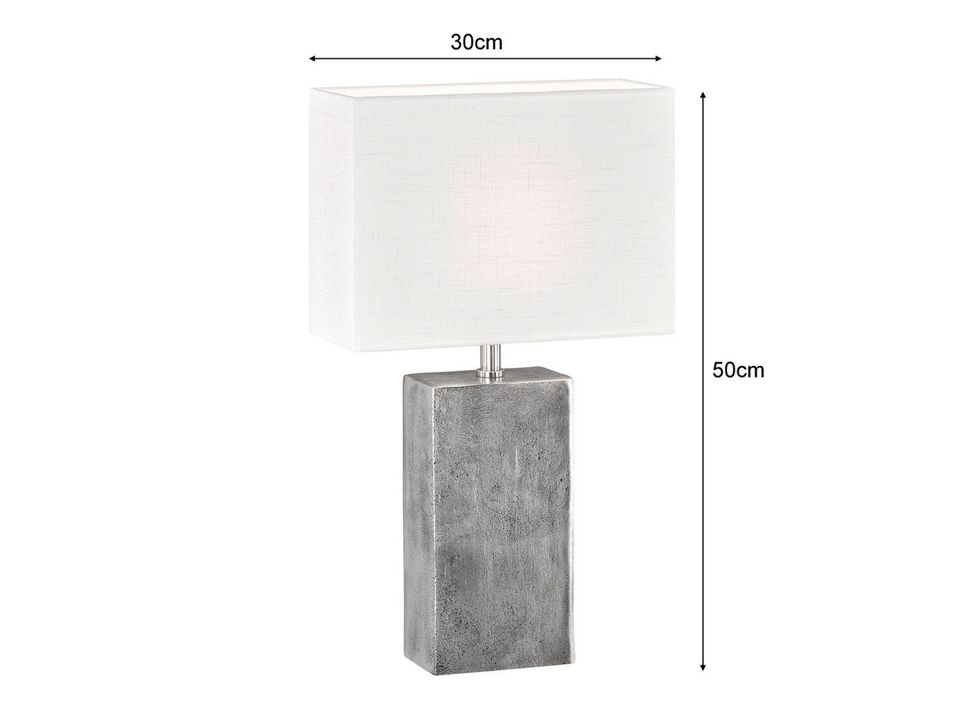 FISCHER & HONSEL Tischleuchte Metallfuß Antik Design, 50cm groß, ohne Leuchtmittel, Tischlampen-Fuß & Leinen-Stoff Lampenschirm eckig Bild 3