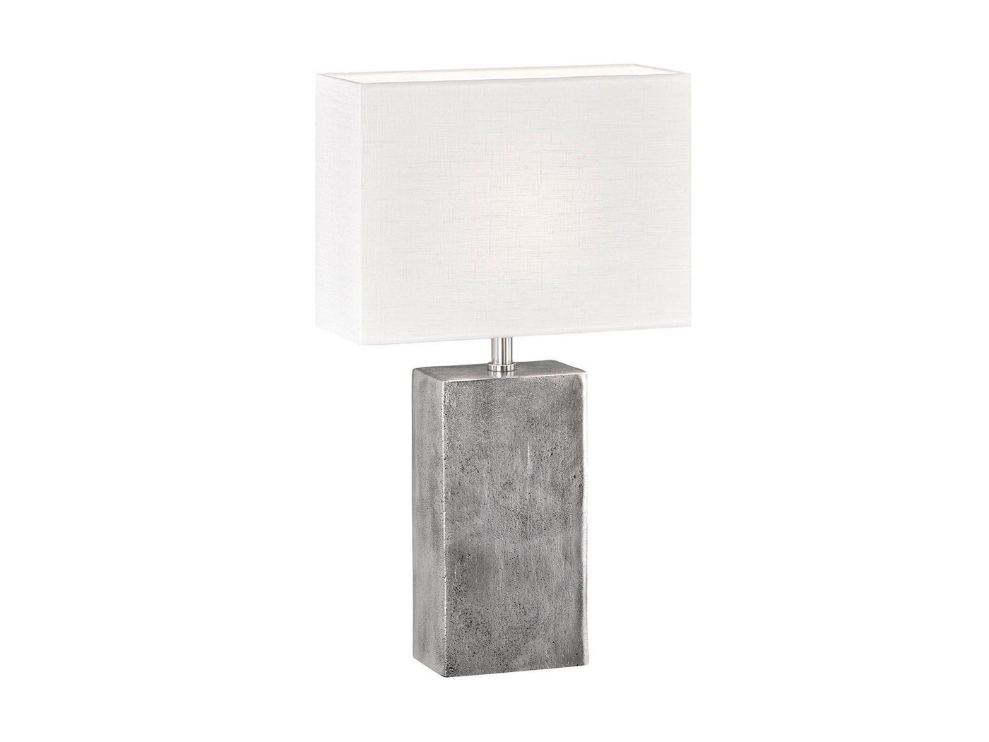 FISCHER & HONSEL Tischleuchte Metallfuß Antik Design, 50cm groß, ohne Leuchtmittel, Tischlampen-Fuß & Leinen-Stoff Lampenschirm eckig Bild 5