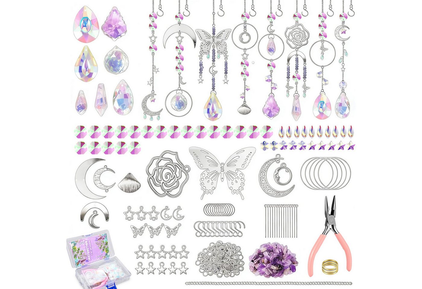 Diwzbyn Kreativset Sonnenfänger Bastelset,400-teiliges DIY Kristall Sonnenfänger Set, (400-tlg), Regenbogen Lichtfänger für Fenster, Innen- und Außendekoration