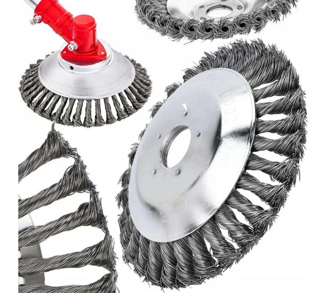 VERK GROUP Akku-Motorsense Profi Unkrautbürste 200 mm für Freischneider Motorsense 25 mm, (Unkrautbürste, 1 St., Unkrautbürste 200 mm für Freischneider und Motorsensen), 200 mm Durchmesser, Stahl-Drahtborsten, 25 mm Aufnahme