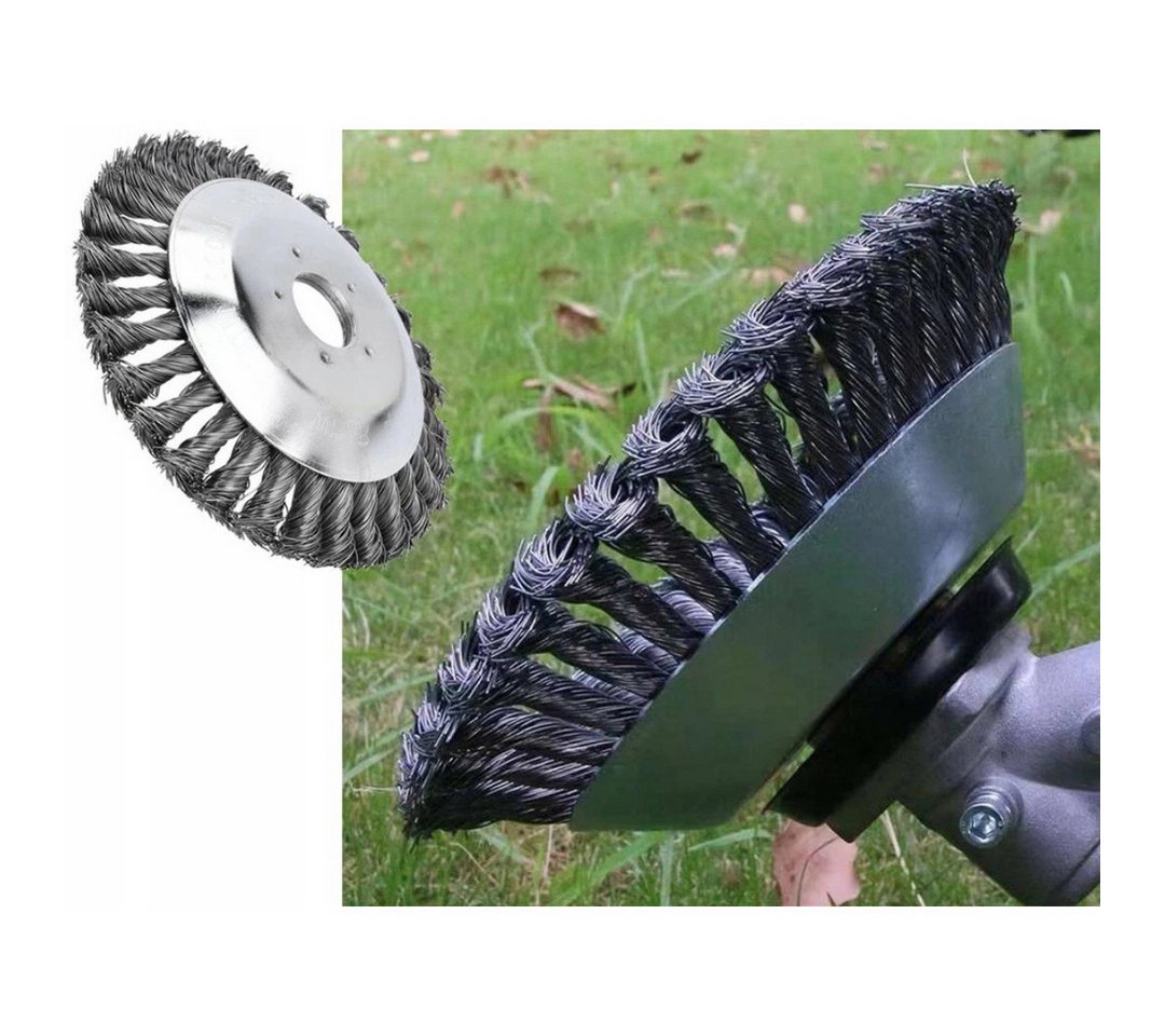 VERK GROUP Akku-Motorsense Profi Unkrautbürste 200 mm für Freischneider Motorsense 25 mm, (Unkrautbürste, 1 St., Unkrautbürste 200 mm für Freischneider und Motorsensen), 200 mm Durchmesser, Stahl-Drahtborsten, 25 mm Aufnahme Bild 3