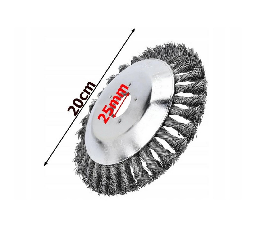 VERK GROUP Akku-Motorsense Profi Unkrautbürste 200 mm für Freischneider Motorsense 25 mm, (Unkrautbürste, 1 St., Unkrautbürste 200 mm für Freischneider und Motorsensen), 200 mm Durchmesser, Stahl-Drahtborsten, 25 mm Aufnahme Bild 4
