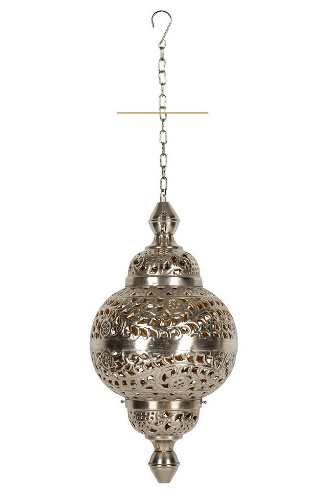 Marrakesch Orient & Mediterran Interior Pendelleuchte Lámpara colgante Fahda Silber, Lámpara oriental hecha a mano, 50 cm, Handarbeit Bild 2