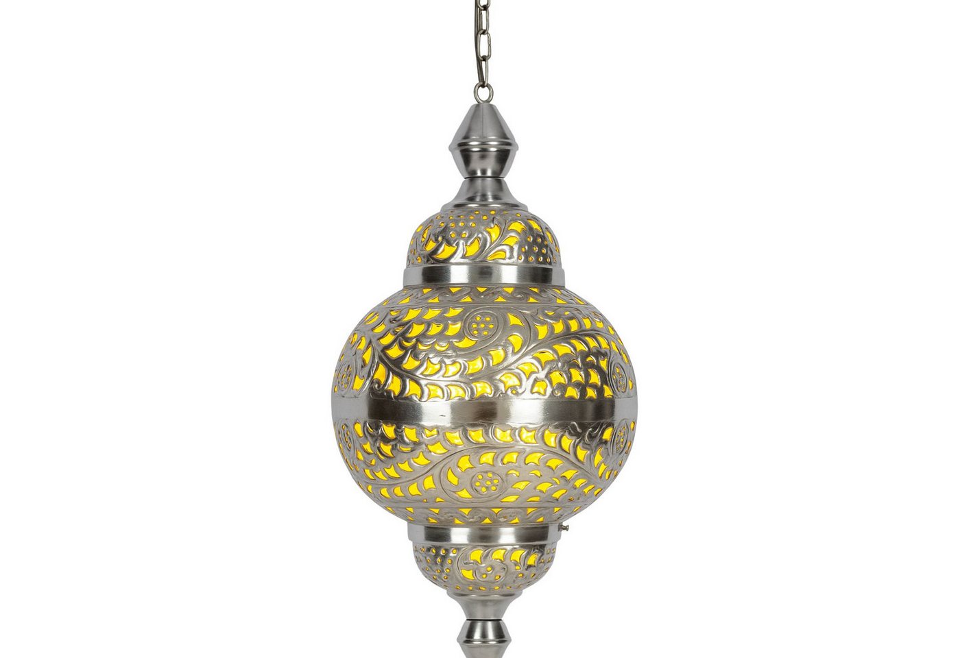 Marrakesch Orient & Mediterran Interior Pendelleuchte Lámpara colgante Fahda Silber, Lámpara oriental hecha a mano, 50 cm, Handarbeit Bild 4