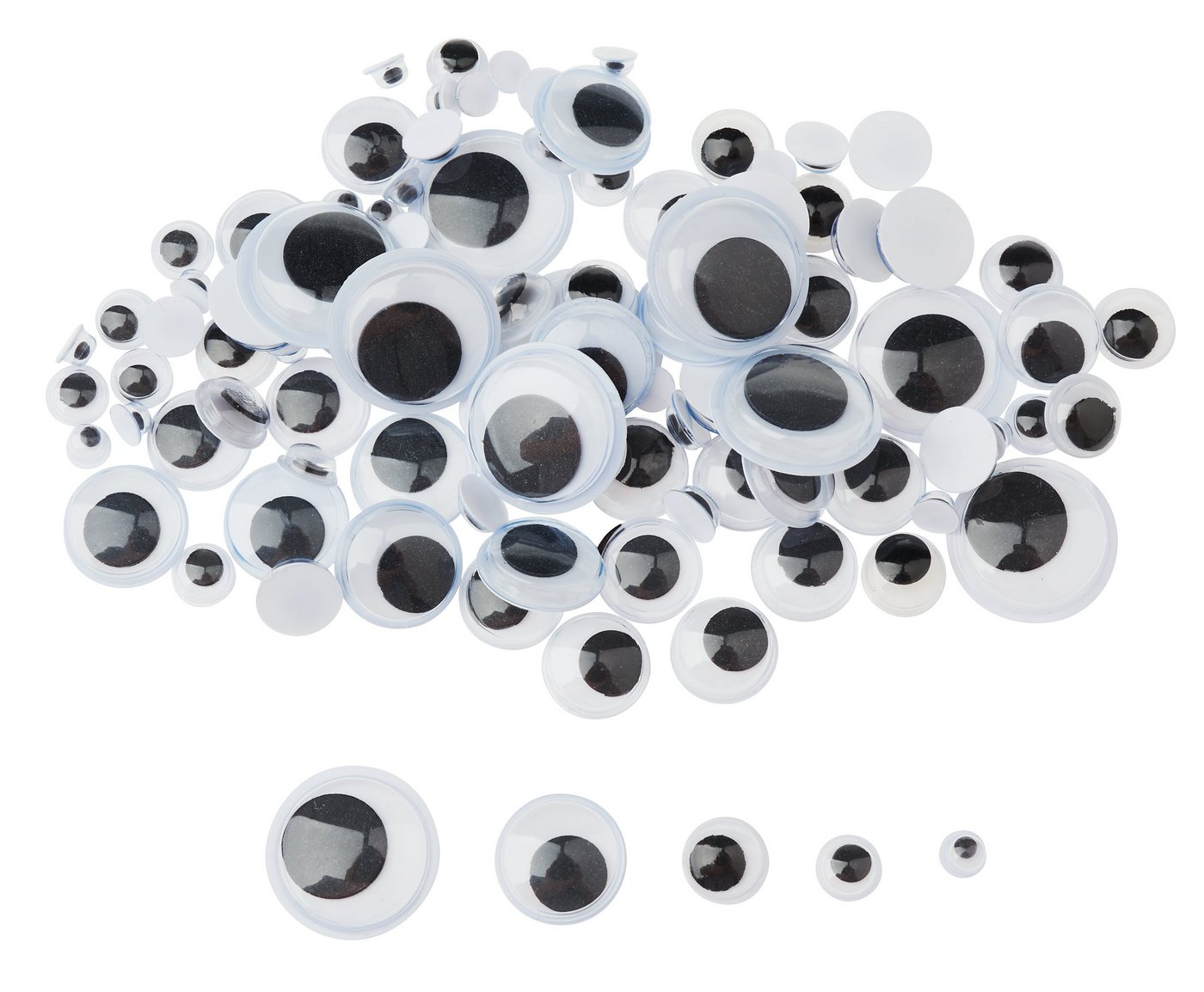 VBS Aufkleber Wackelaugen-Mix sortiert 4 mm - 16 mm, 100 Stück