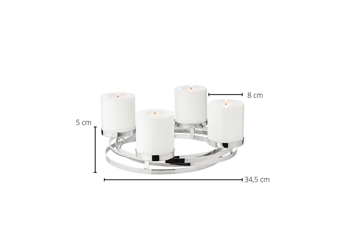 EDZARD Adventskranz Annabel, Silber-Optik, glänzend, vernickelt, Ø 34 cm