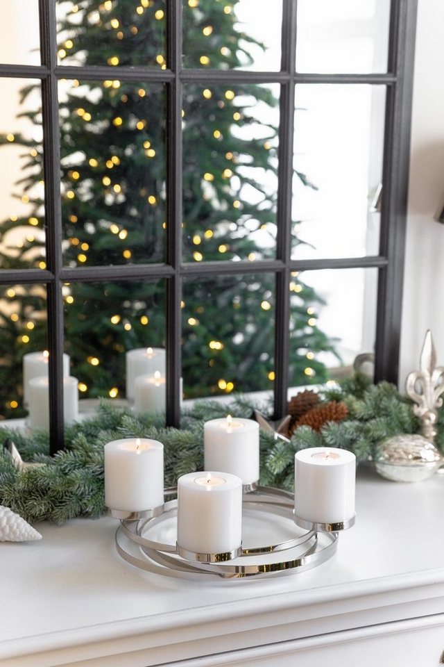 EDZARD Adventskranz Annabel, Silber-Optik, glänzend, vernickelt, Ø 34 cm Bild 2