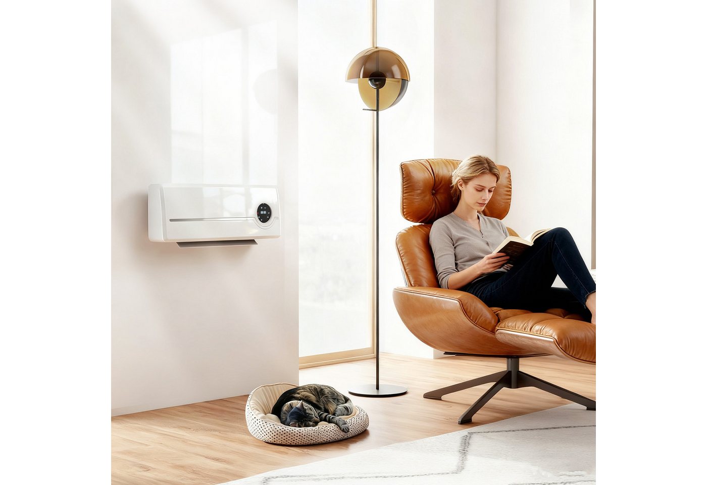 HOMCOM Heizlüfter Timer, LED-Anzeige, 2000 W, für Wohnzimmer, Schlafzimmer, Weiß Bild 3