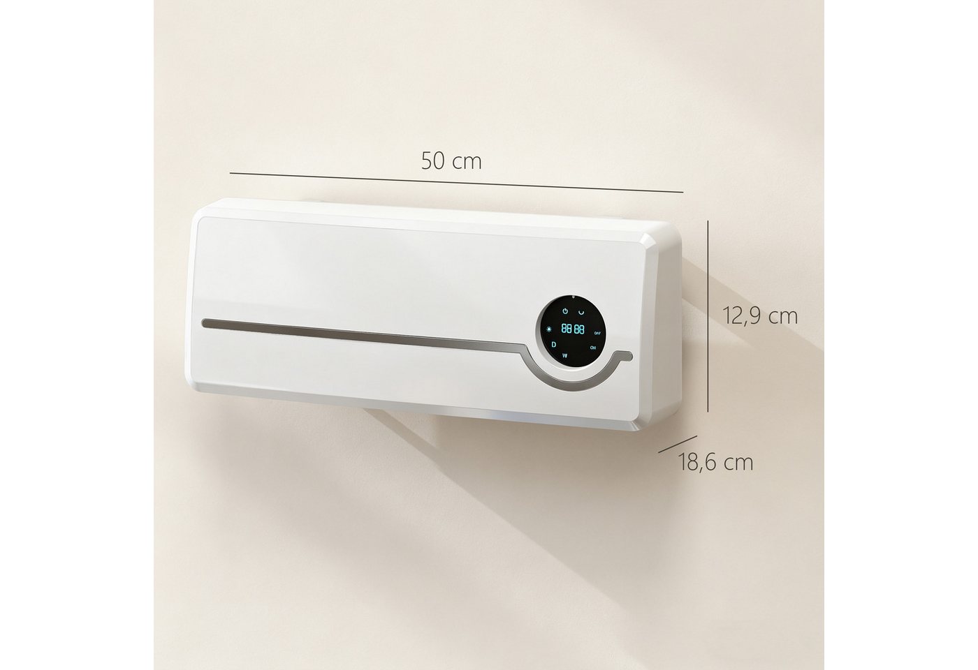 HOMCOM Heizlüfter Timer, LED-Anzeige, 2000 W, für Wohnzimmer, Schlafzimmer, Weiß Bild 5