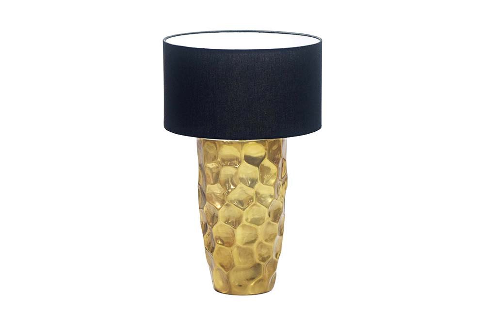 riess-ambiente Tischleuchte AURELIA 55cm gold/schwarz - Hammerschlag-Design, Stoffschirm, Metall, Ein-/Ausschalter, ohne Leuchtmittel, handgefertigt & leicht zu kombieren – ideal für Wohn- & Schlafzimmer Bild 4