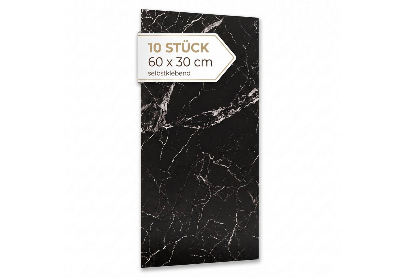 Dalsys Wandpaneel Wandverkleidung selbstklebend aus PVC, BxL: 30x60 cm, (60x30cm Marmoroptik Schwarz, 10-tlg., flexible Wandverkleidung Badezimmer wasserfest) 2,3mm Materialstärke, Spritzschutz Küchenrückwand Bild 2