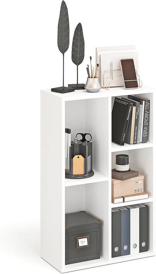 KOMTO Bücherregal Sola Weiß Bücherschrank Regal Schmal mit 5, 7, Fächern für Wohnzimmer, 5-tlg., Kinderzimmer, Schlafzimmer, Book Shelf 50B x 24T x 106H cm