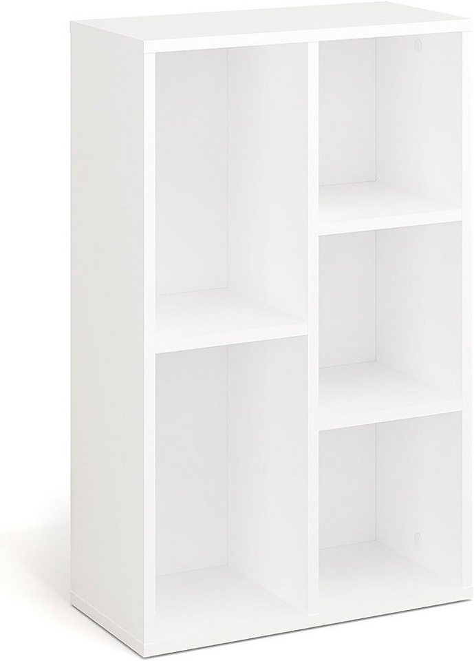 KOMTO Bücherregal Sola Weiß Bücherschrank Regal Schmal mit 5, 7, Fächern für Wohnzimmer, 5-tlg., Kinderzimmer, Schlafzimmer, Book Shelf 50B x 24T x 106H cm Bild 3