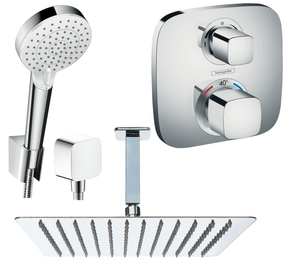 Hansgrohe und Jowi Duscharmatur Ecostat E Thermostat, Unterputz Duschsystem, Deckenanschluss (Unterputz-Duschsystem, Set) Thermostat