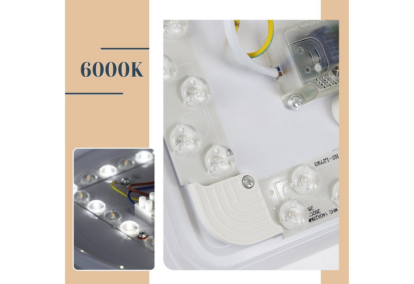 Nettlife LED Deckenleuchte Sternenhimmel 26cm Weiß Rund 12W 3000K/4000K/6000K Deckenlampe, LED fest integriert, Kaltweiß, Kinderzimmer Küche Büro Flur Keller Schlafzimmer