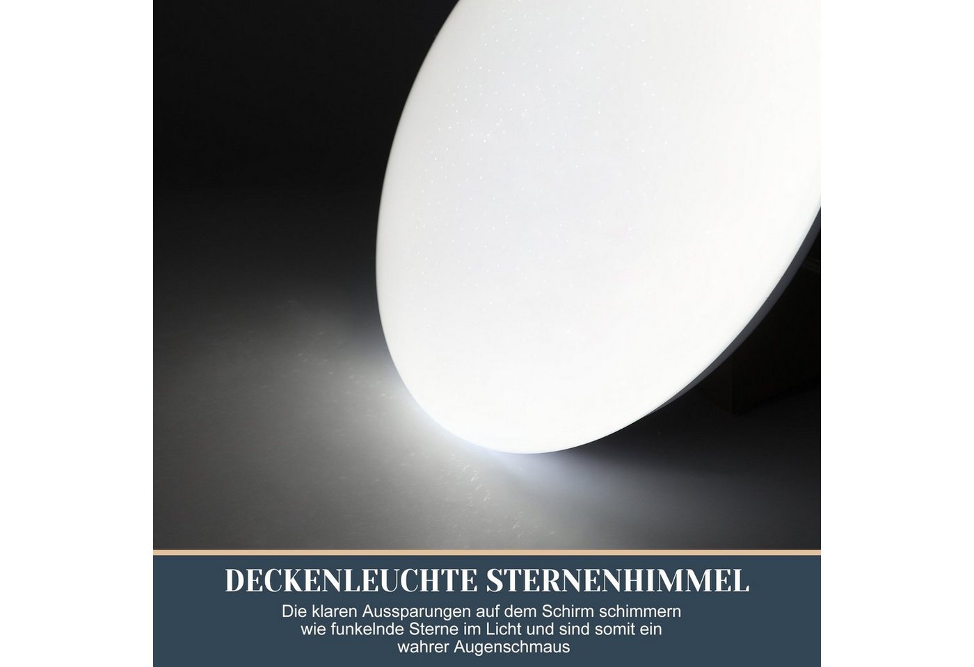 Nettlife LED Deckenleuchte Sternenhimmel 26cm Weiß Rund 12W 3000K/4000K/6000K Deckenlampe, LED fest integriert, Kaltweiß, Kinderzimmer Küche Büro Flur Keller Schlafzimmer Bild 5