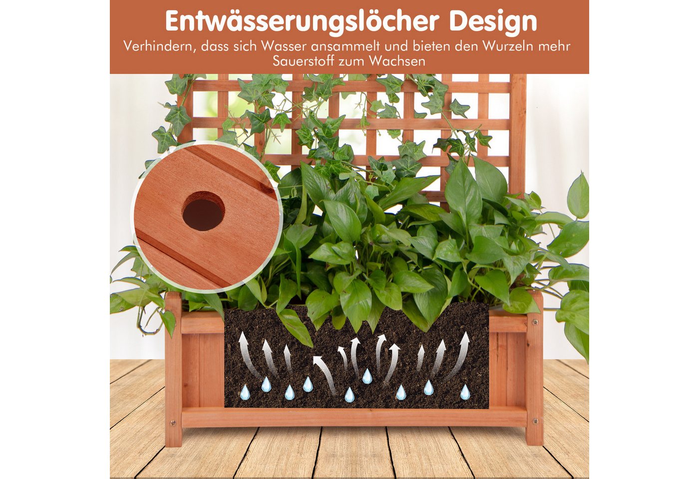 COSTWAY Hochbeet (1 St), Blumenkasten mit Spalier & Dach, 75x33x181 cm Bild 2
