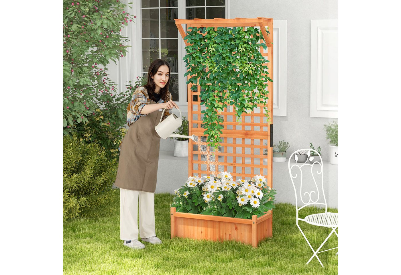 COSTWAY Hochbeet (1 St), Blumenkasten mit Spalier & Dach, 75x33x181 cm Bild 4