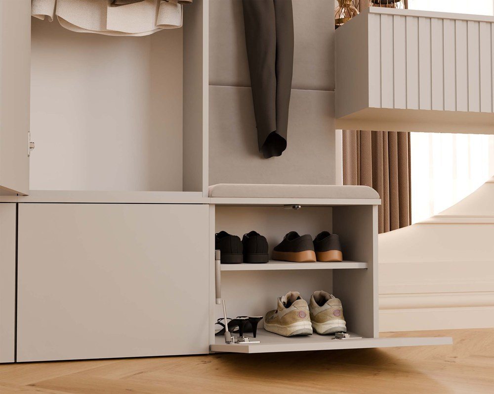Raumhirsch Furniture Wandgarderobe Garderobenmöbel, Flurgarderobe, Garderobe (Maße 50 x 35 x 238 cm, set), Sitzbank, Schrank, 3 Haken Bild 2