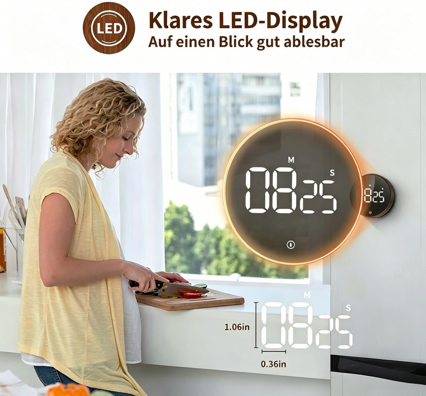 Fyrove Intervall-Timer Digitaler magnetischer Küchentimer Eieruhr mit großem LED‑Bildschirm, Countdown & Countup,Küchentimer,Magnetischer,Stoppuhr,digitaler Timer Bild 4
