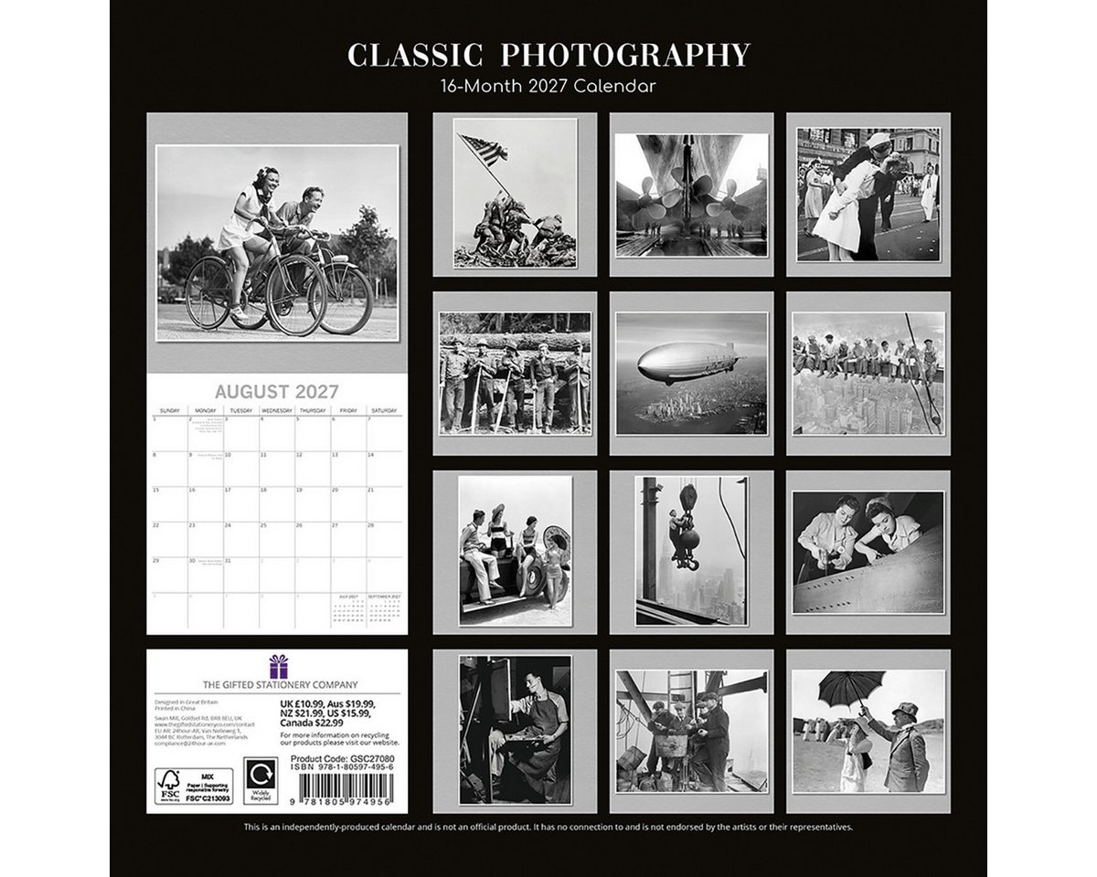 Wandkalender TGSC, Klassische Fotografie Kalender 2027 – quadratischer Wandkale