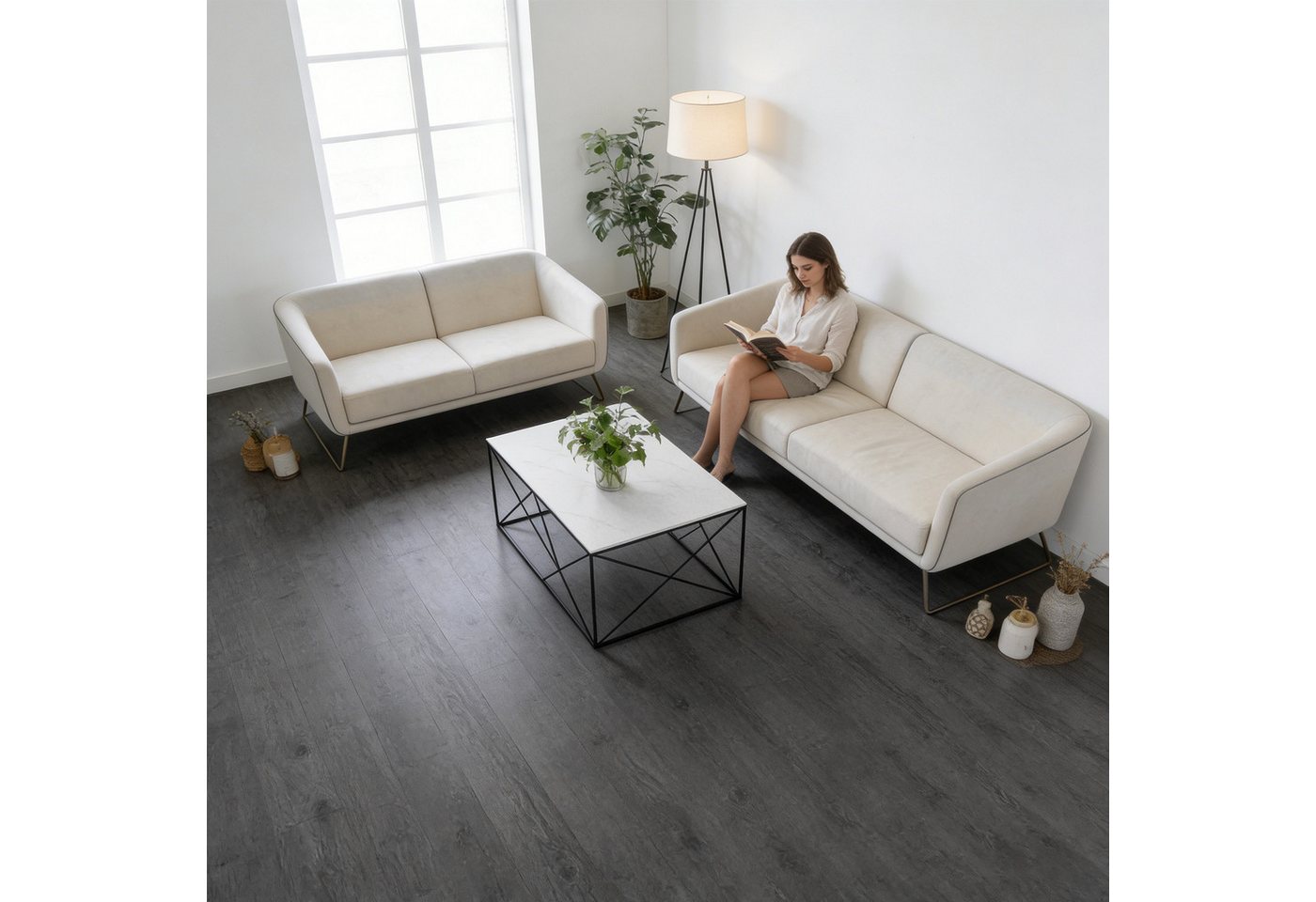 LEMLIT Vinylboden 5m² Vinylboden PVC Bodenbeläge, 36 Stück Selbstklebende Bodenfliesen, fast auf jeder Oberfläche anwendbar, 36 Stück, 36 Dielen, Laminatboden Vinyl Fliesen Klebefliesen Bodenbelag für Wohnzimmer
