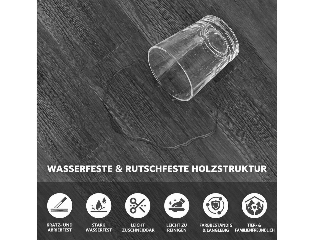 LEMLIT Vinylboden 5m² Vinylboden PVC Bodenbeläge, 36 Stück Selbstklebende Bodenfliesen, fast auf jeder Oberfläche anwendbar, 36 Stück, 36 Dielen, Laminatboden Vinyl Fliesen Klebefliesen Bodenbelag für Wohnzimmer Bild 5
