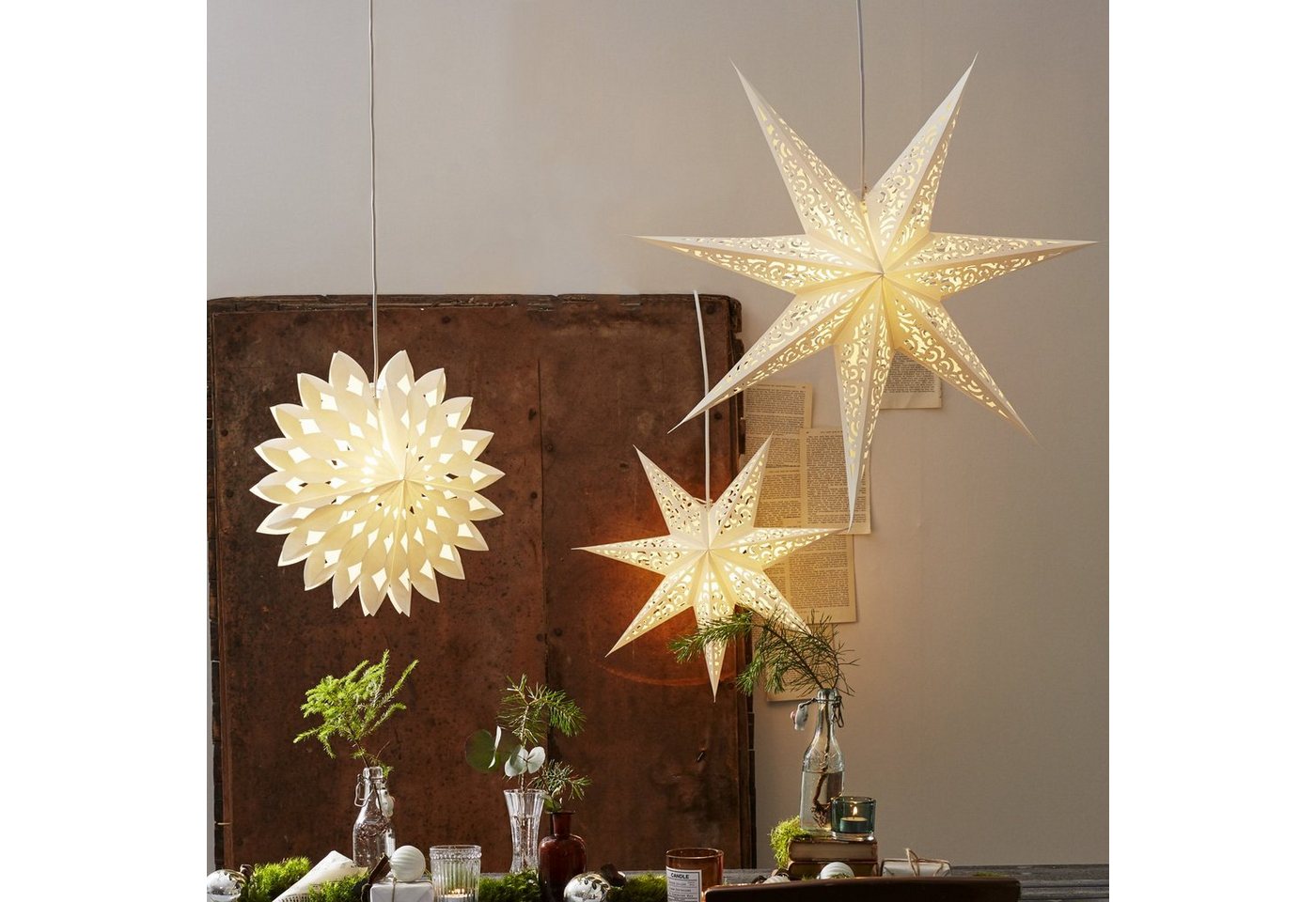 STAR TRADING Papierstern Papierstern Weihnachtsstern Deko Leuchtstern D: 80cm 7-zackig weiß Bild 3