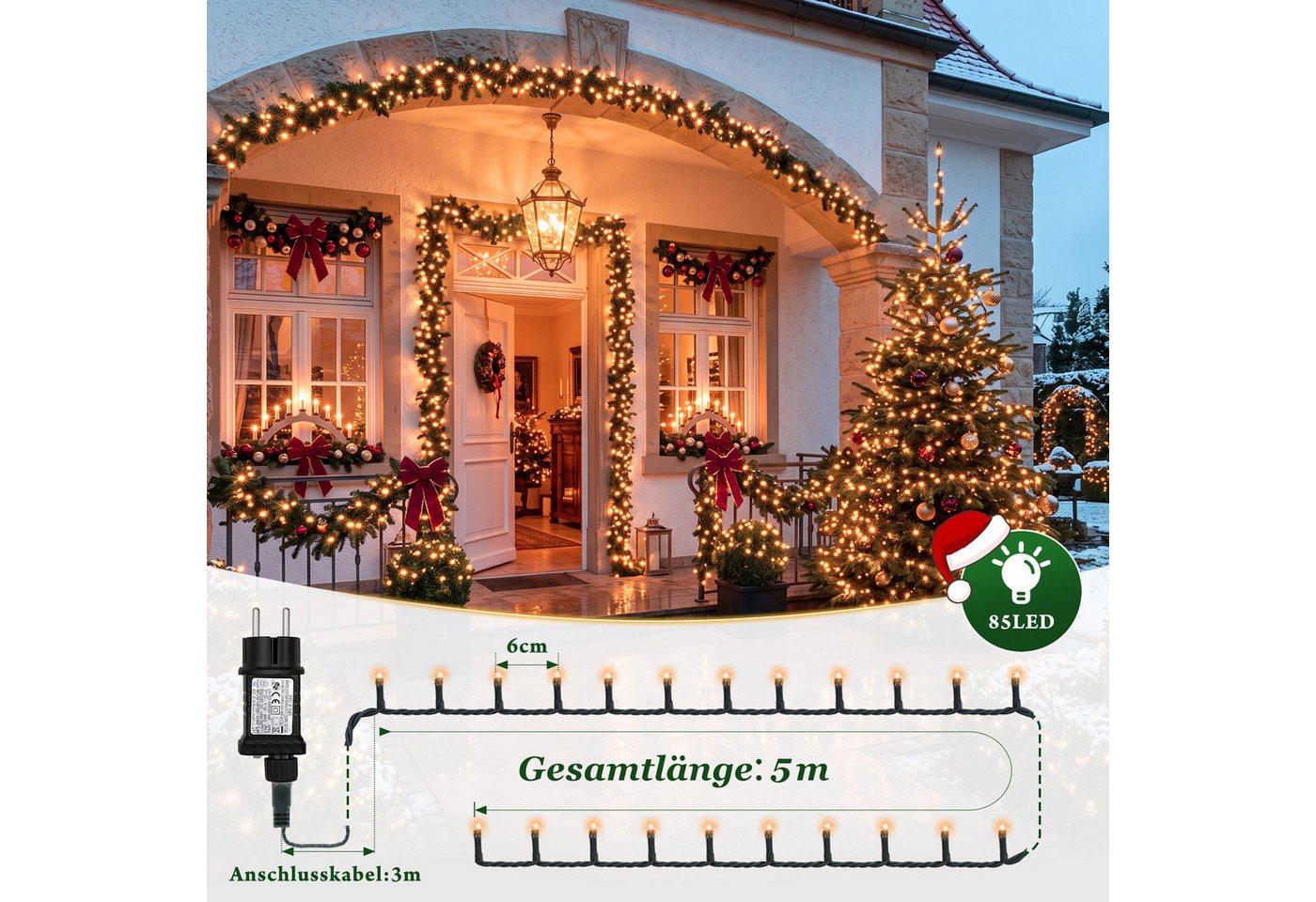 Salcar LED-Lichterkette 2m-100m LED Lichterkette Weihnachtsbaum 20-1660er LED Weihnachtsdeko