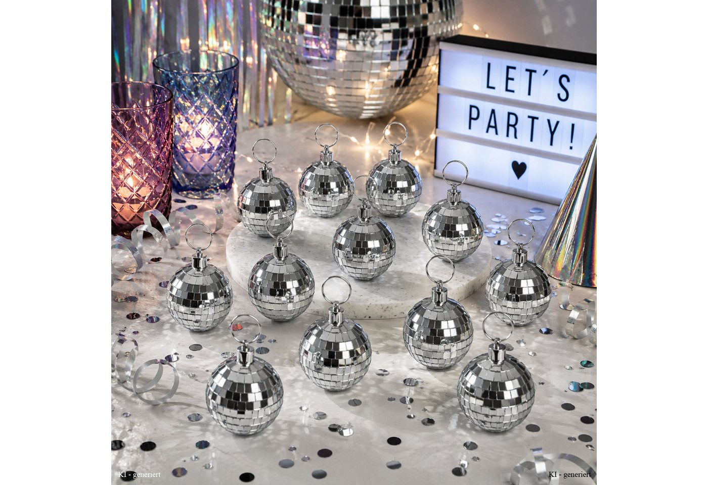 SATISFIRE Discolicht Spiegelkugel 5cm Mini Discokugel coole Party Disko Deko silber 12Stück Bild 5