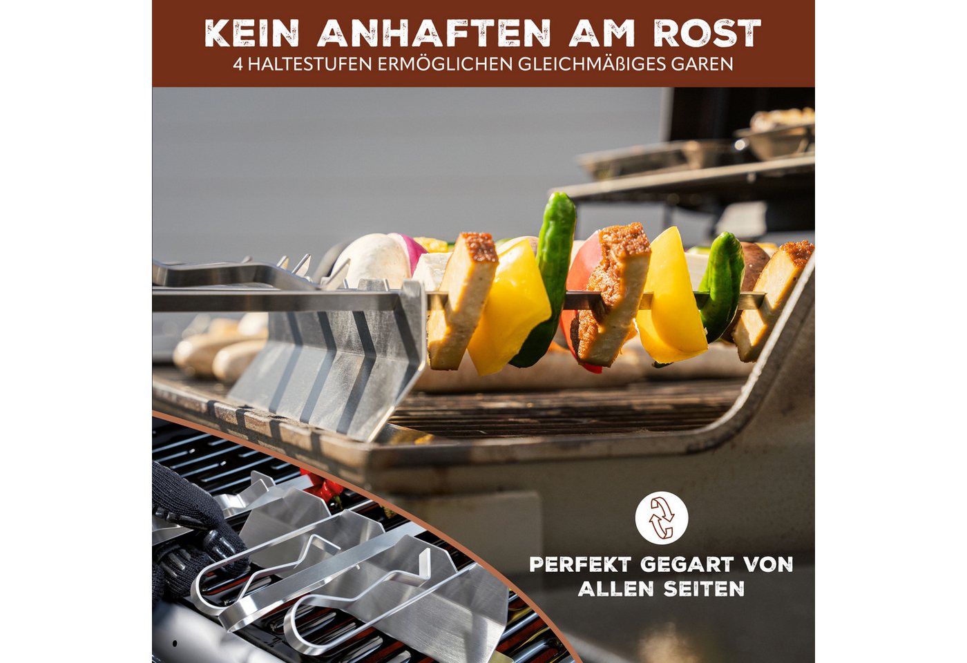 bremermann Grillspieß 4er-Set mit 2 Ablage-Gestellen, Grillspießhalter (4-St), inkl. 2 Grillspießhaltern Bild 2