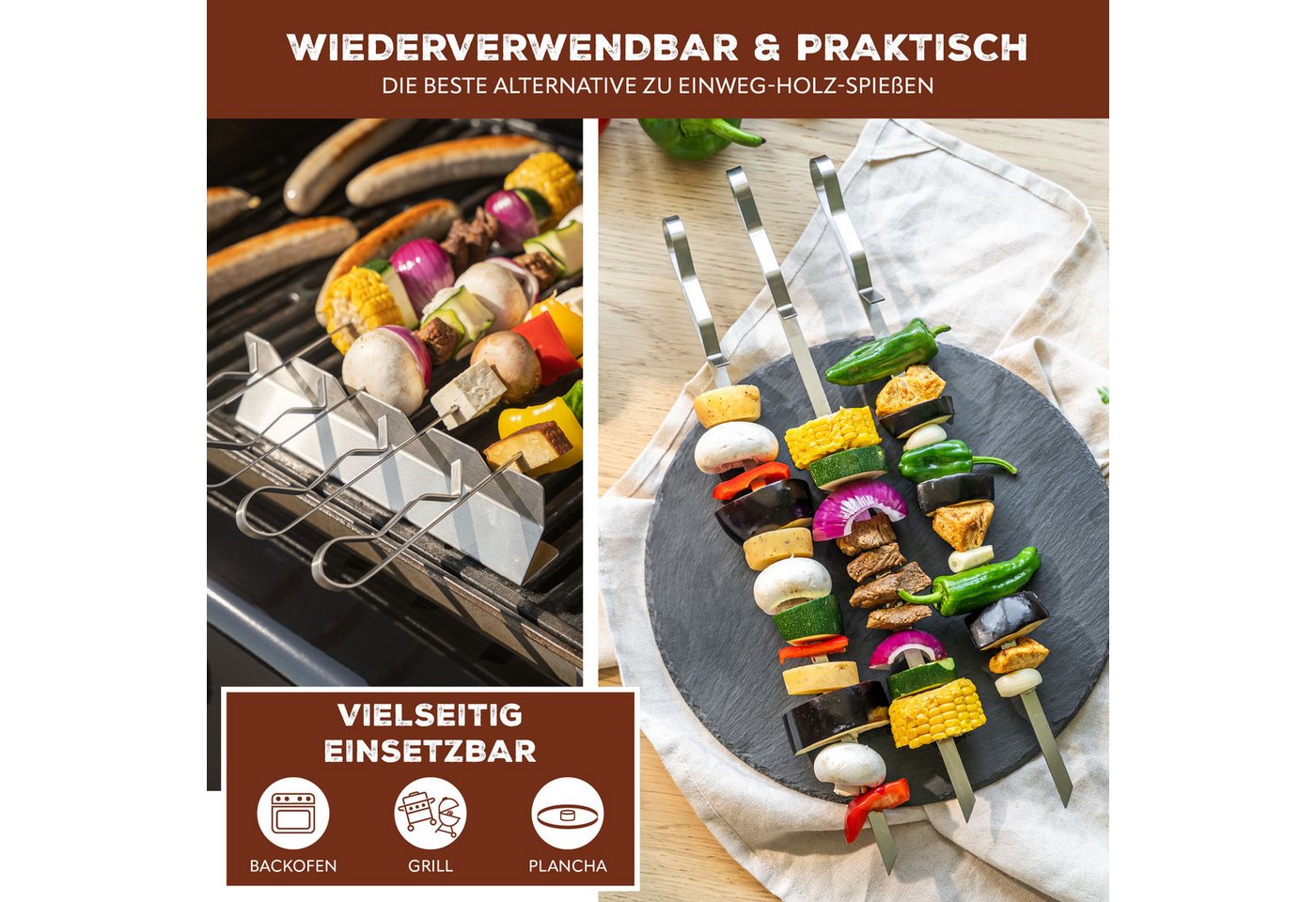 bremermann Grillspieß 4er-Set mit 2 Ablage-Gestellen, Grillspießhalter (4-St), inkl. 2 Grillspießhaltern Bild 5