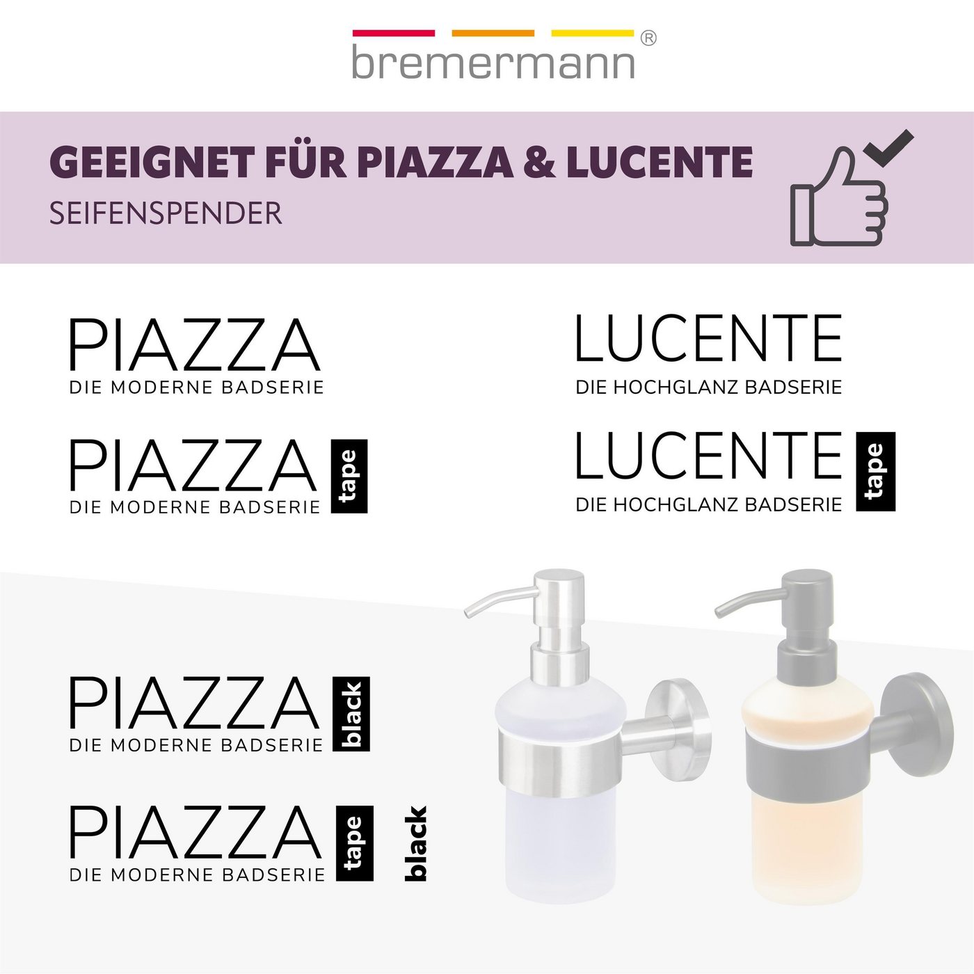 bremermann Seifenspender Bad-Serie PIAZZA & LUCENTE - Ersatz-Seifenspenderglas, (1-tlg) Bild 5