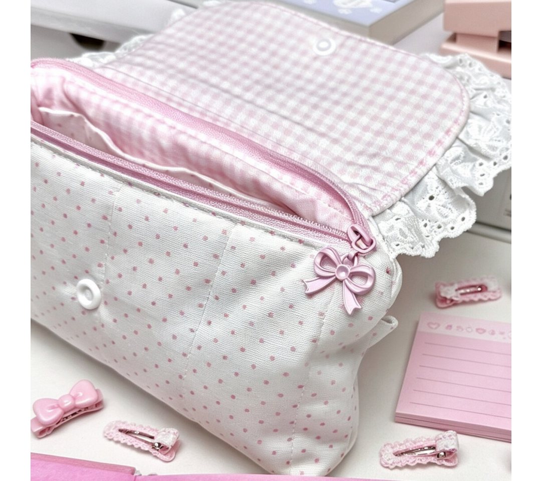 Diwzbyn Federtasche Mäppchen Mädchen, Schleife Federmäppchen, Aesthetic Federmappe, (Pencil Case fächern, Schulsachen Stiftebox), Federpenal Teenager Erwachsene für Schule Büro Bild 4