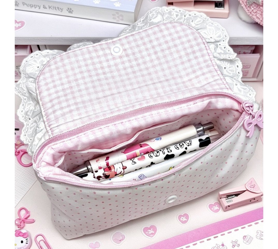Diwzbyn Federtasche Mäppchen Mädchen, Schleife Federmäppchen, Aesthetic Federmappe, (Pencil Case fächern, Schulsachen Stiftebox), Federpenal Teenager Erwachsene für Schule Büro Bild 5