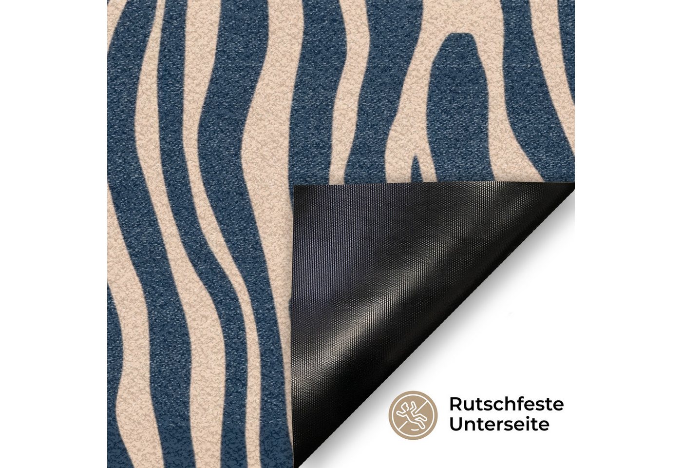 MuchoWow Fußmatte Zebra - Muster - Blau - Beige, Rechteckig, innen Schmutzfangmatte, Tür, Schmutzfänger Flur, Teppich 60x40 cm Bild 4
