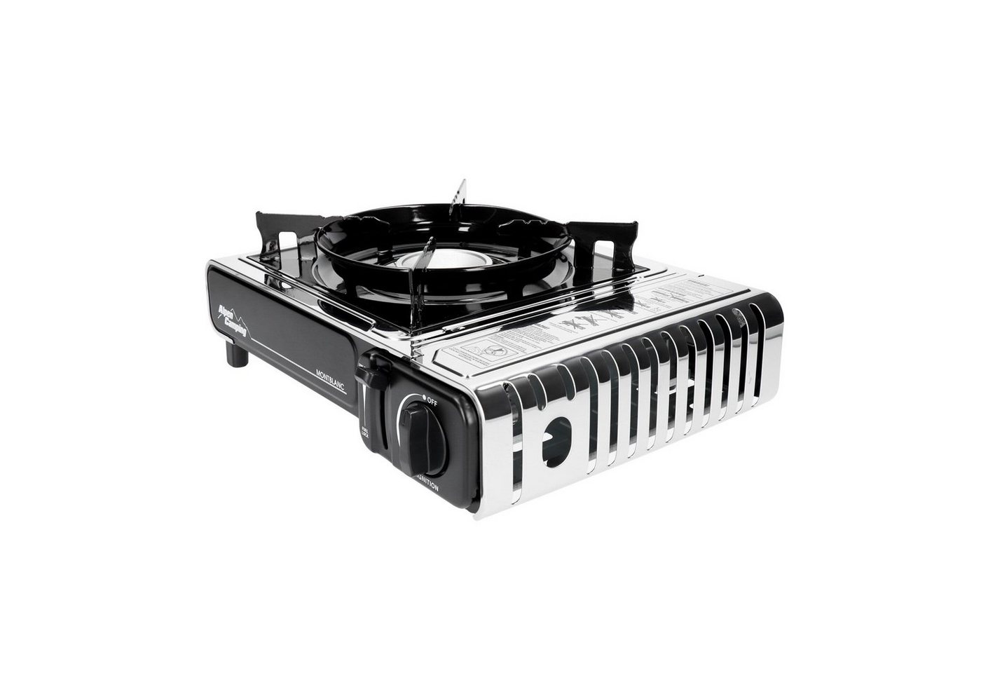 Alpen Camping Gasgrill Mount Blanc, [ 2,2 kW ] für Gaskartuschen, integr. Piezozündung